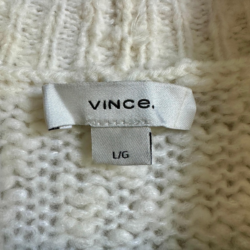 Vince Sweater Womens Large Cream Ivory‎ Turtleneck Wool Blend Ribbed Chunky NWT - Picture 7 of 10